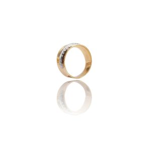 Anel Comfort em Ouro 18K e Fio em Ouro Branco