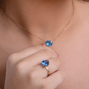 Anel Coração Blue em Ouro 18K