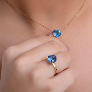 Anel Coração Blue em Ouro 18K