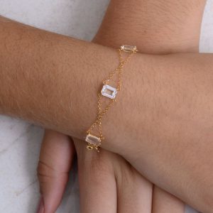 Pulseira Topázio Branco em Ouro 18K