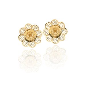Brinco Flor com Furinho em Ouro 18K