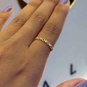 Anel Cravejado com Bolinhas em Ouro 18K